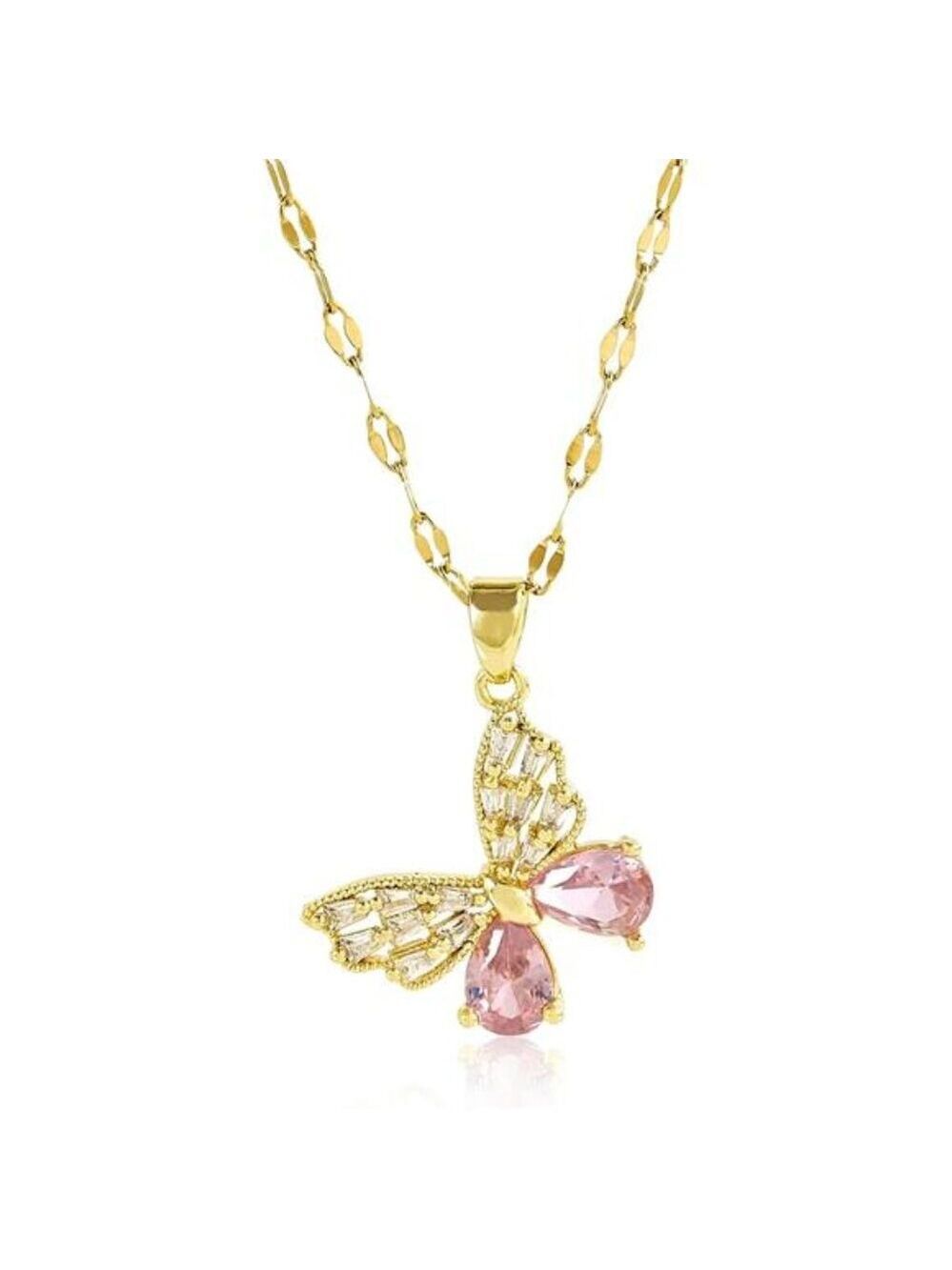 Gold Butterfly Necklace Dainty Cubic Zirconia Pendant 18K Layered Jewelry Gift